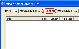 Click on tab "MP3 Joiner"