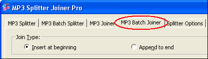 Click on tab "MP3 Batch Joiner"