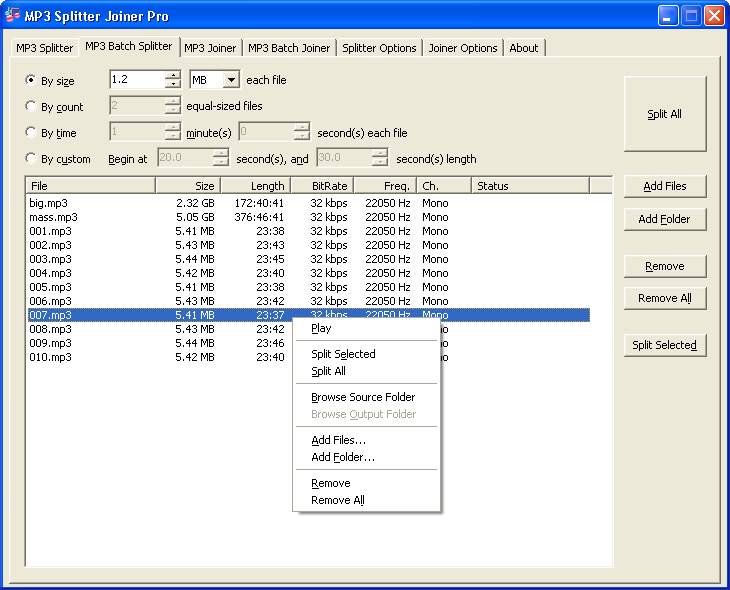 MP3 Batch Splitter